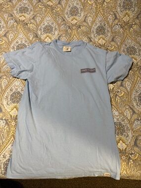 Simply Southern Light Blue Short Sleeve Tee with Chest Patch